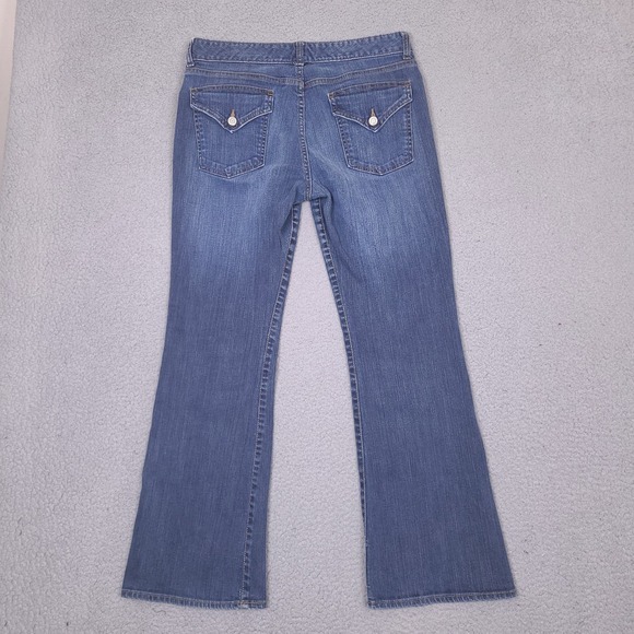 Gap Curvy Flare Jeans Womens 10 A Blue‎ Medium Wash Denim 31 Waist Flap Pockets - Picture 1 of 15